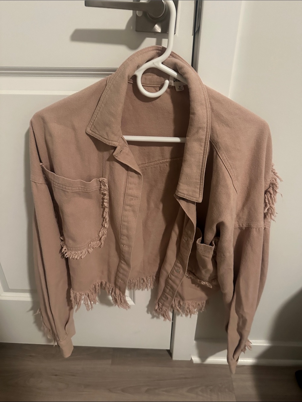 Frayed Hem Blush Pink Jean Jacket - Relaxed Layering Style